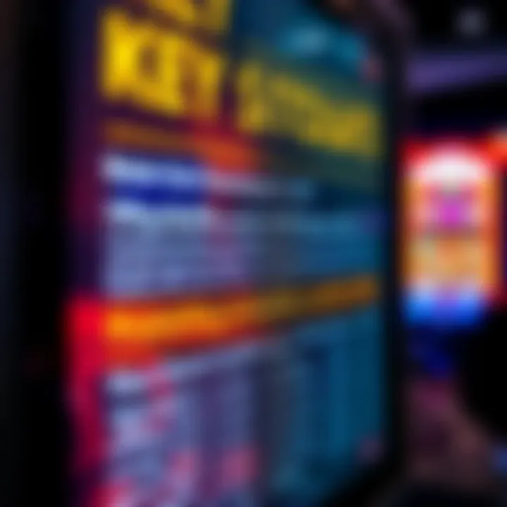 Close-up of a digital screen displaying promotional offers and wagering details