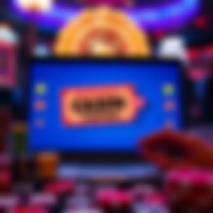 Graphic depicting a digital coupon being redeemed on a laptop screen with casino elements around