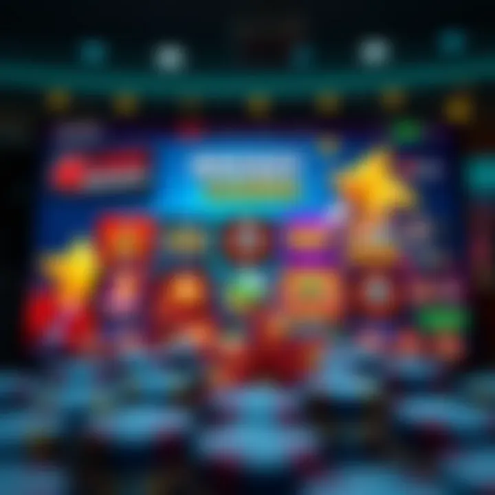 Illustration of a vibrant online casino interface showcasing various promotional offers and bonus icons