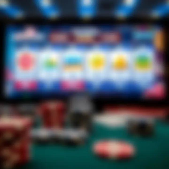 Illustration of different types of casino bonuses displayed on a digital screen with casino chips and cards