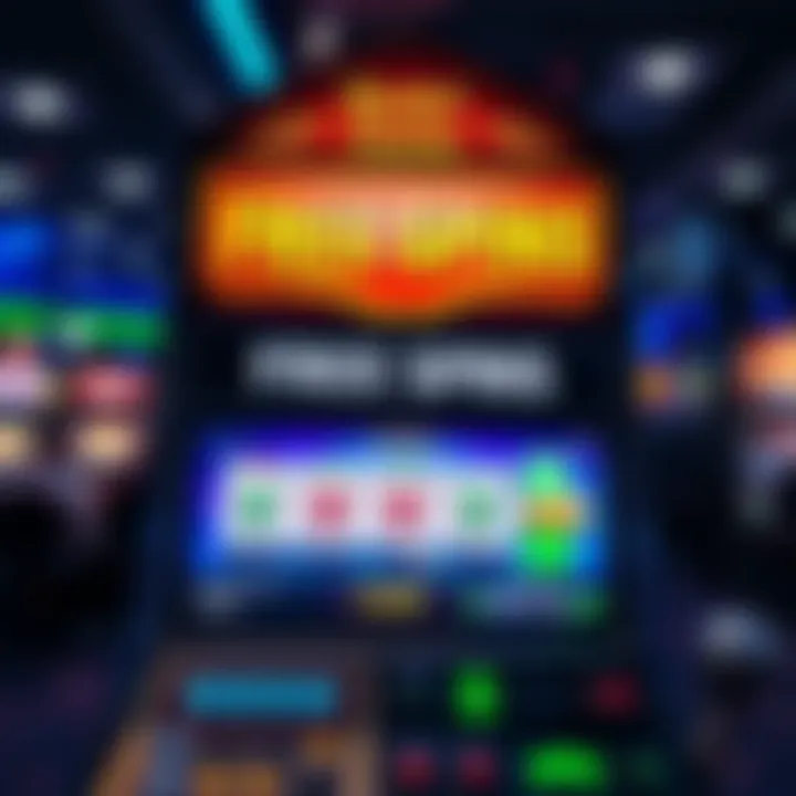 Illustration of a digital slot machine displaying free spins offer on screen