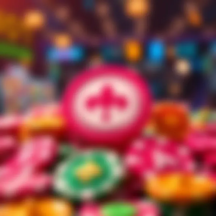 Colorful digital tokens representing various casino bonuses and rewards
