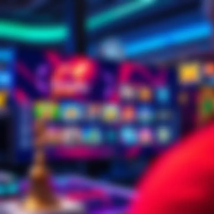 Interactive gaming interface showcasing a variety of digital game options on a vibrant platform