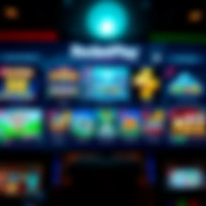 RocketPlay 3 Casino Game Selection Interface Online casino interface displaying a variety of slot and table games with vibrant graphics
