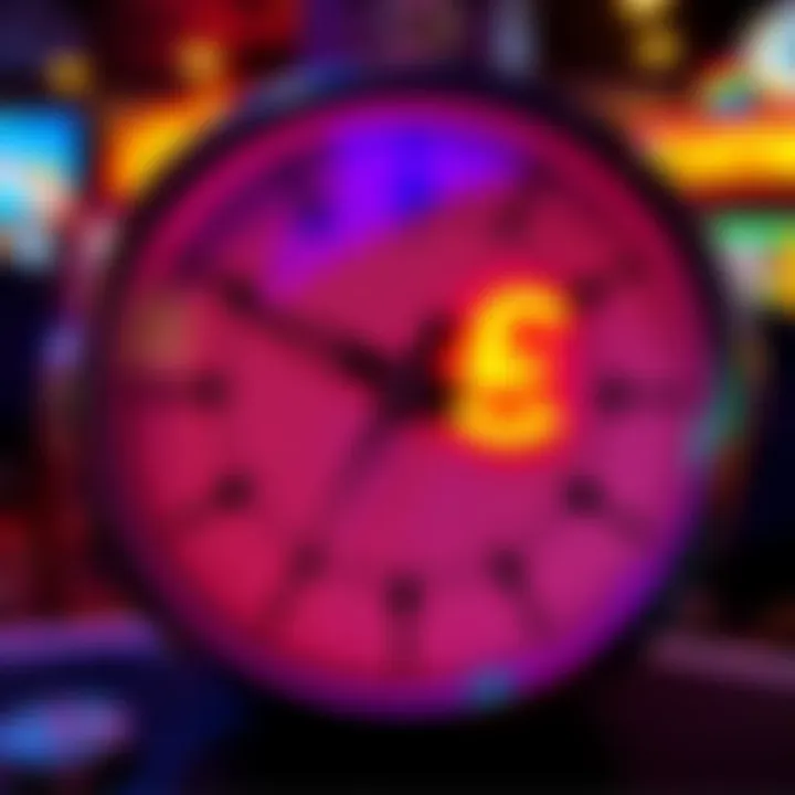 Visual representation of a clock and currency symbol indicating expected withdrawal processing times at Rocket Play Casino
