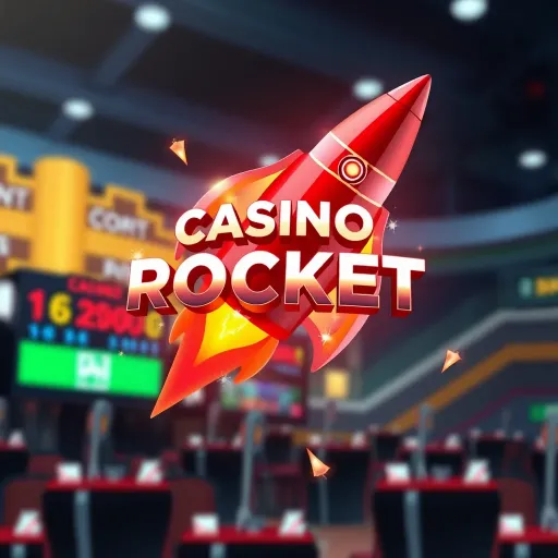 Casino Rocket Bonus Code Overview Bright casino rocket logo with bonus code symbols and sparkles