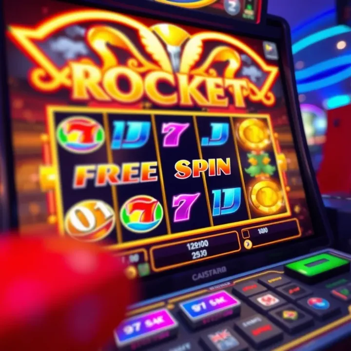Casino Rocket online slot game screen displaying free spins bonus feature