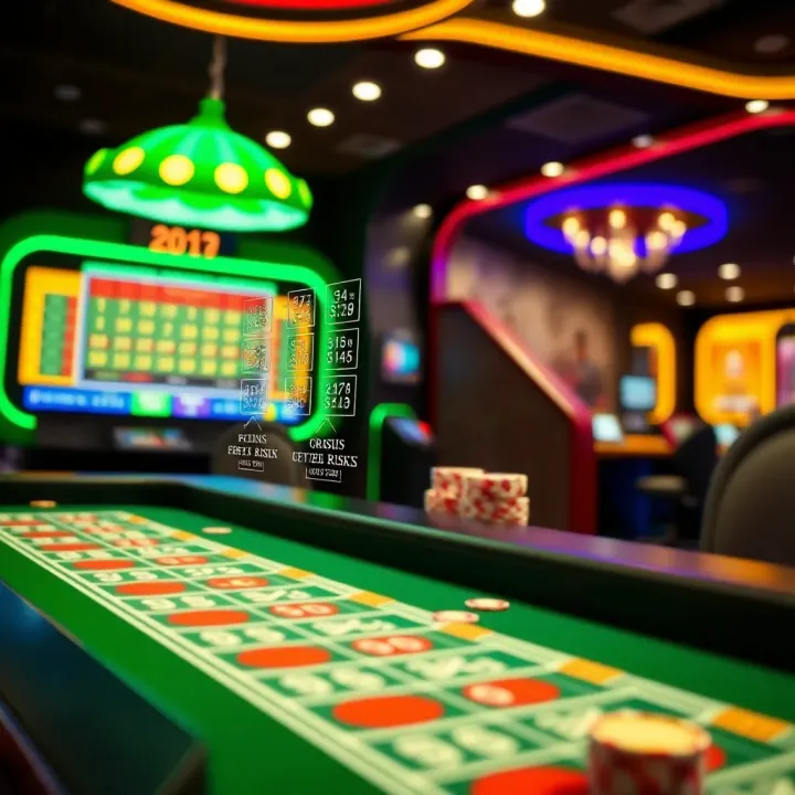 Illustration of strategic betting choices with risk indicators in an online casino environment