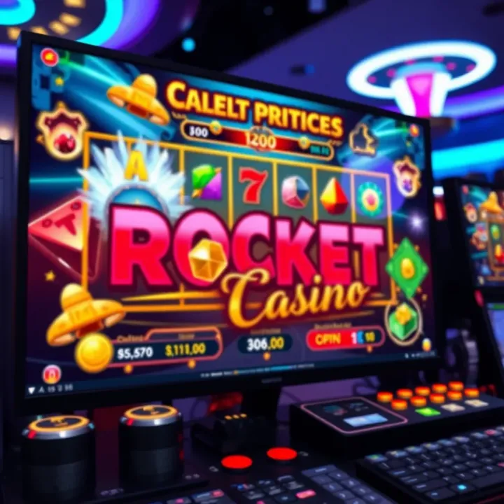Colorful Rocket Casino game interface showcasing dynamic gameplay elements on a digital screen